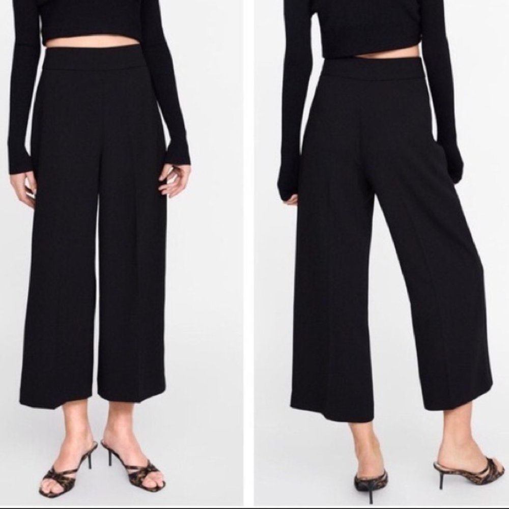Black wide leg dress pants